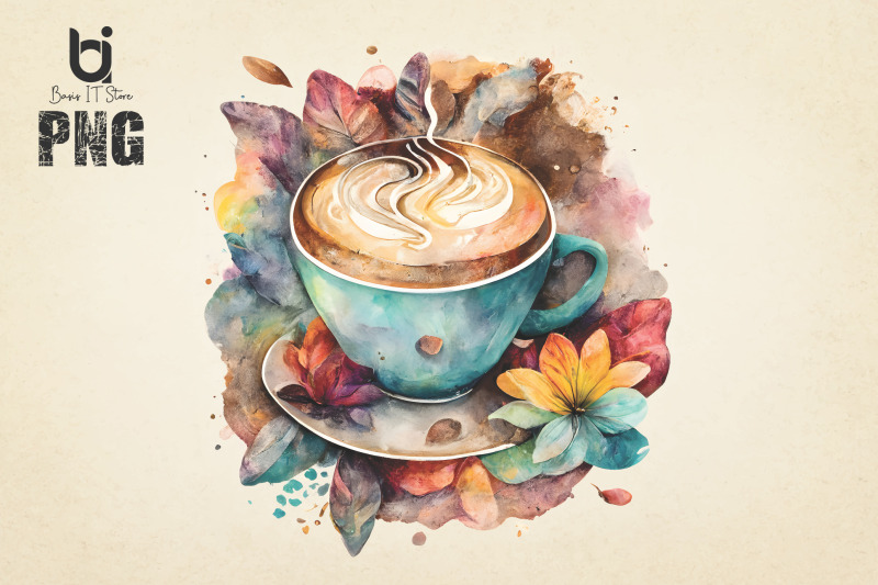 cute-coffee-watercolor-art-coffee-floral-watercolor-art