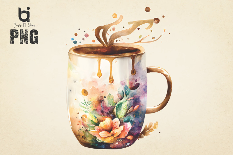 cute-coffee-watercolor-art-coffee-floral-watercolor-art