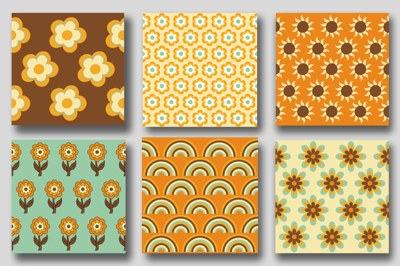 retro-flowers-groovy-digital-papers