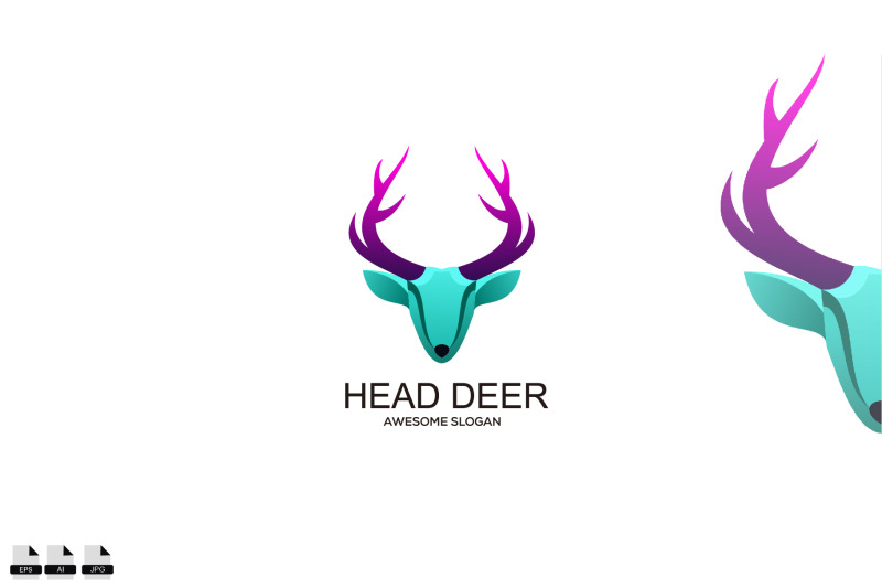 vector-colorful-modern-head-deer-logo-design-vector-illustration