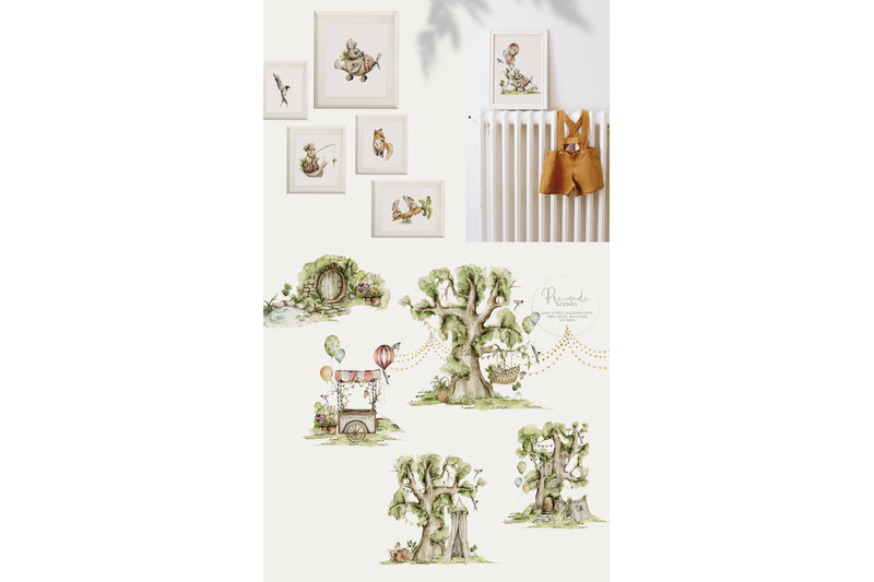 little-woodland-watercolor-cute-baby-animals-forest-scene
