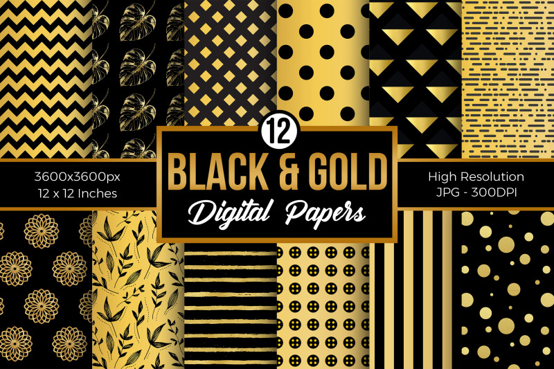 gold-and-black-digital-papers