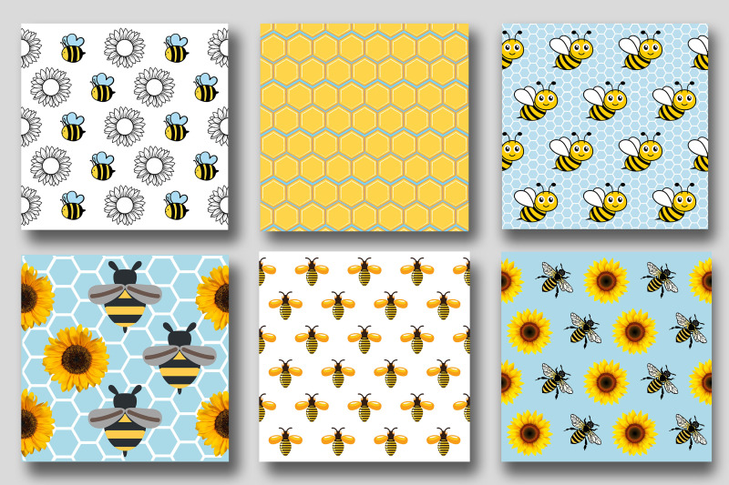 sunflower-bees-digital-papers