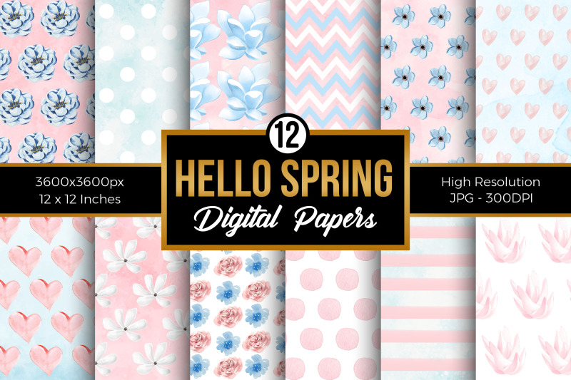 spring-watercolor-floral-digital-papers