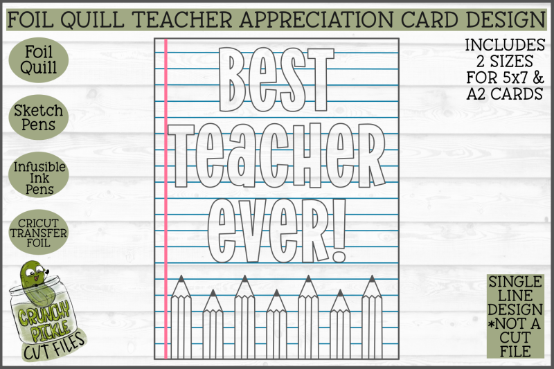 foil-quill-best-teacher-ever-card-single-line-sketch-svg