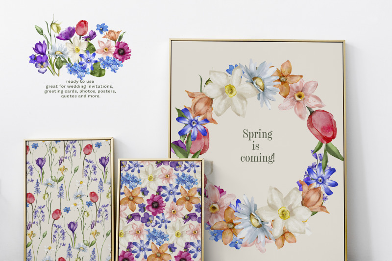 watercolor-spring-flowers-huge-collection