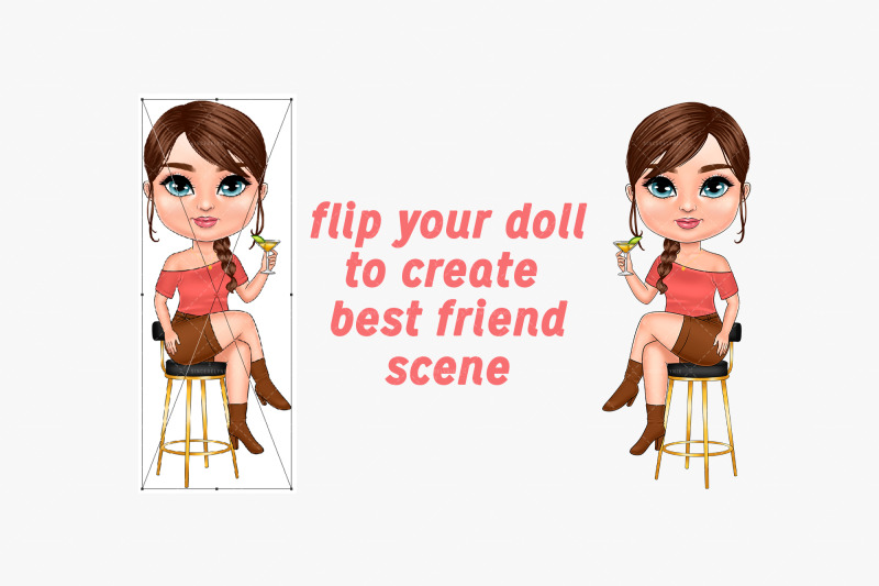 best-friends-chibi-drinking-cocktail-clipart-besties-customizable-c