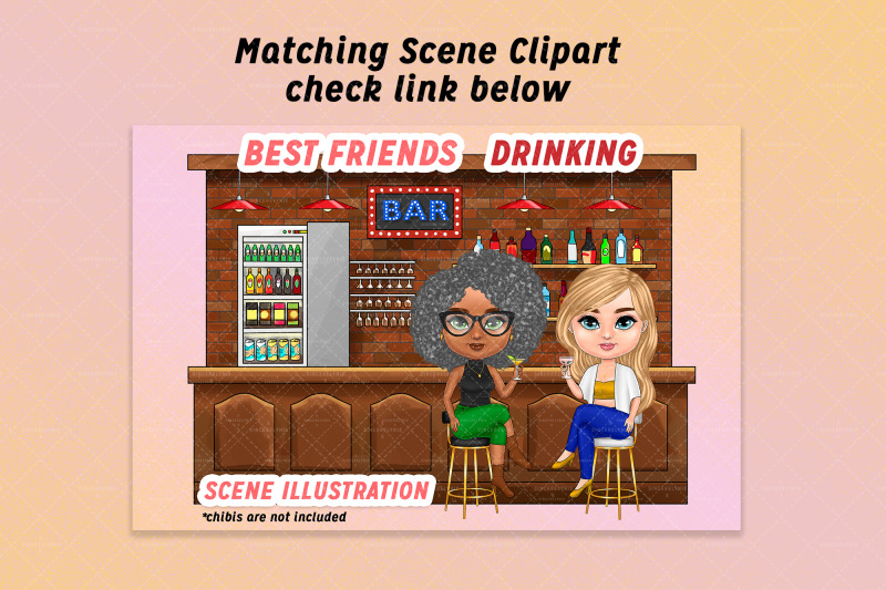 best-friends-chibi-drinking-cocktail-clipart-besties-customizable-c