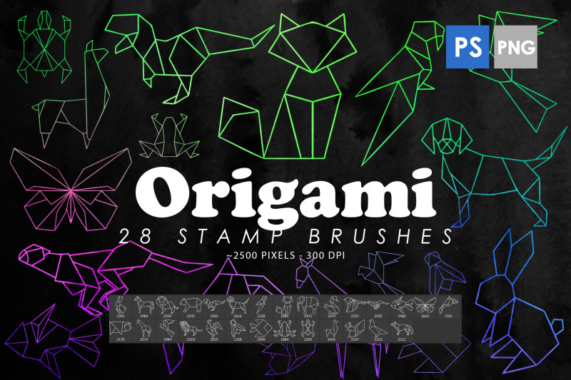 28-origami-animals-photoshop-stamp-brushes