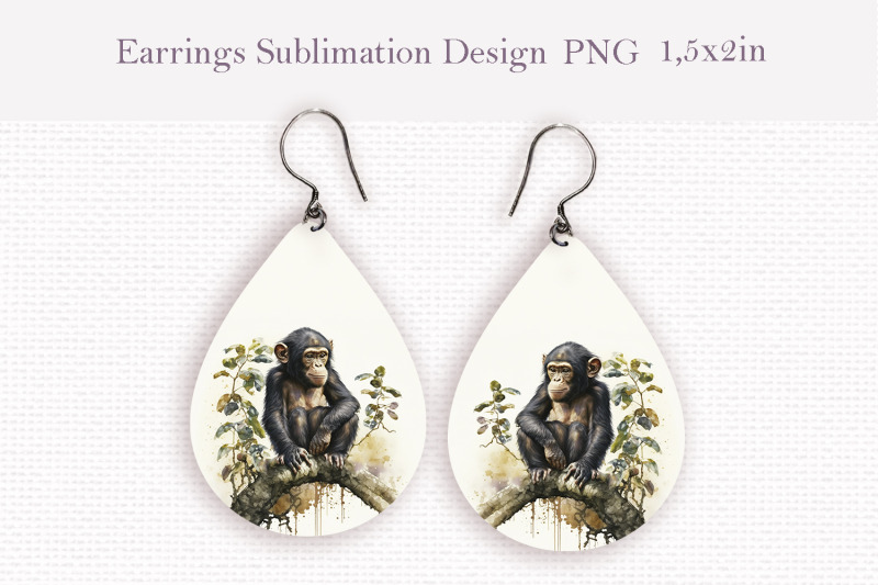 watercolor-monkey-teardrop-sublimation-earrings-design