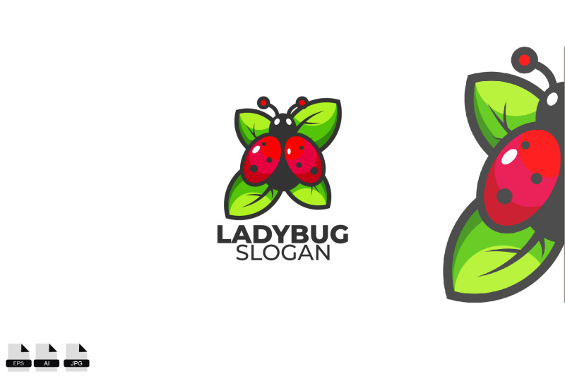 ladybug-with-leaf-vector-design-logo-template