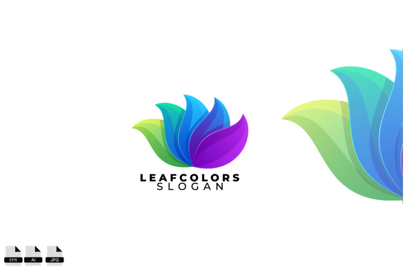 gradient-leafs-vector-logo-design-illustration