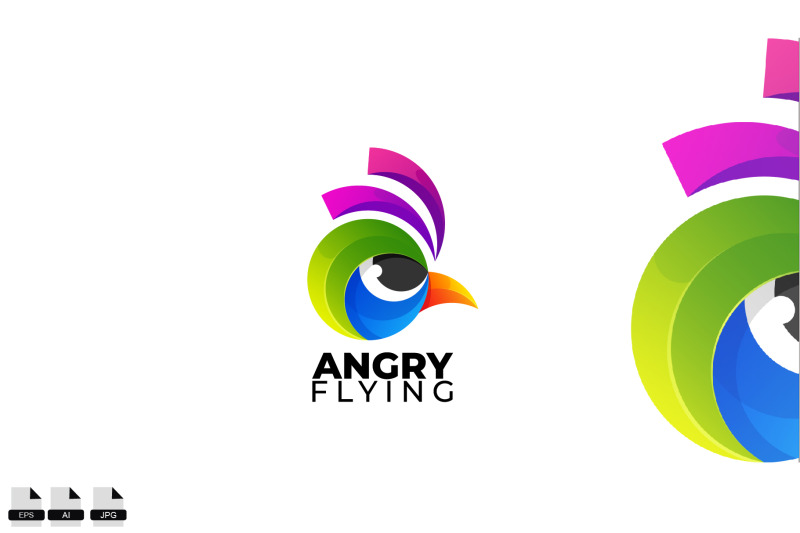 gradient-angry-vector-logo-design-illustration-icon