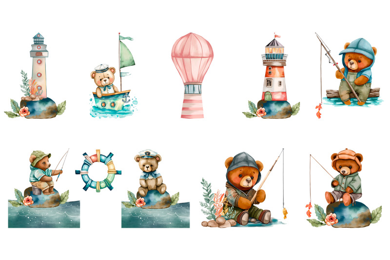 nautical-watercolor-clipart-cute-teddy-bear-fisherman