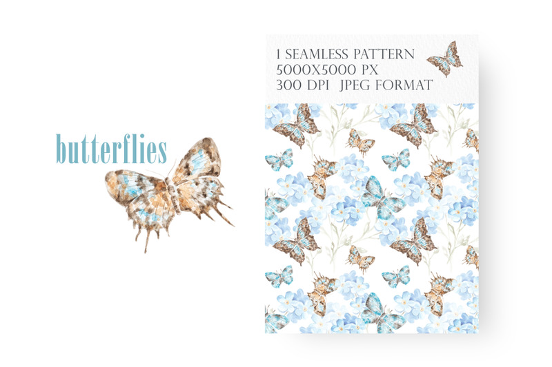 blue-butterflies-watercolor-digital-paper-seamless-pattern