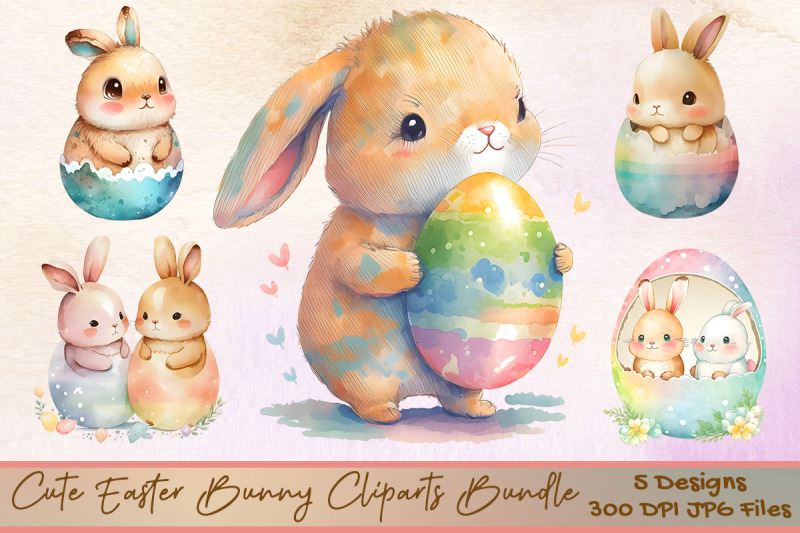 cute-easter-bunny-cliparts-bundle