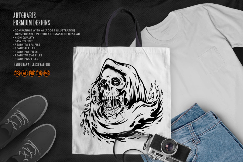 creepy-monster-skull-head-grim-reaper-logo-illustrations-monochrome