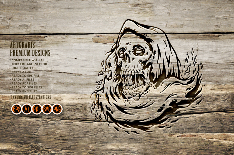 creepy-monster-skull-head-grim-reaper-logo-illustrations-monochrome