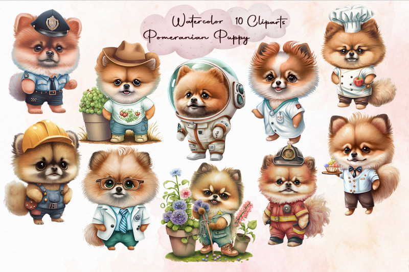 watercolor-pomeranian-puppy-bundle