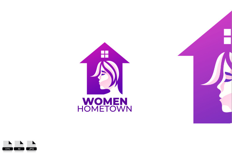 women-home-town-vector-logo-design-illustration