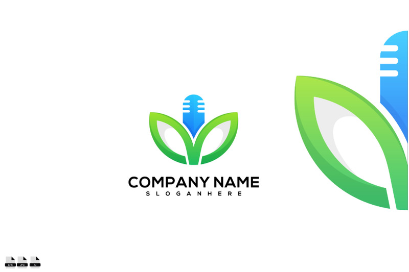 premium-leaf-microphone-logo-design-vector-template