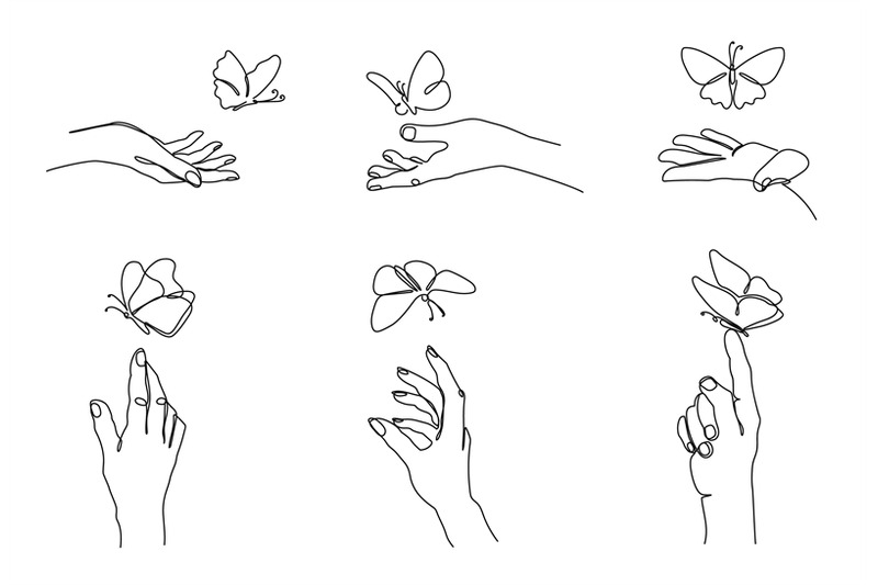 one-line-hands-release-butterflies-hand-with-butterfly-on-finger-fre