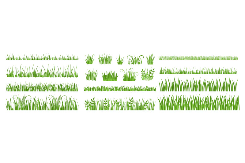 cartoon-grass-leaves-tuft-of-green-meadow-grass-lawn-herb-silhouette