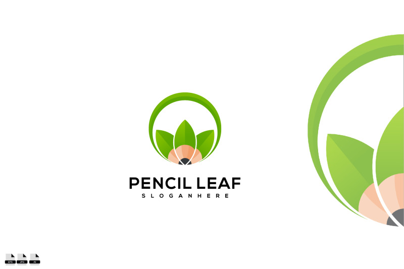 pencil-leaf-vector-logo-design-illustration