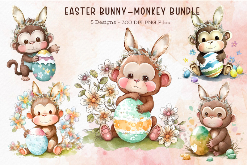 easter-bunny-monkey-cliparts-bundle