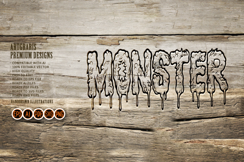 scary-dripping-monster-word-lettering-illustrations-silhouette