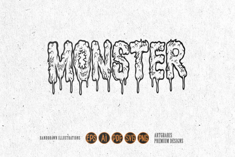 scary-dripping-monster-word-lettering-illustrations-silhouette