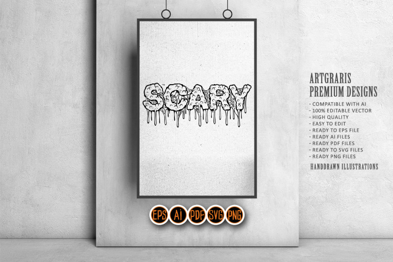 dripping-scary-word-hand-lettering-illustrations-monochrome