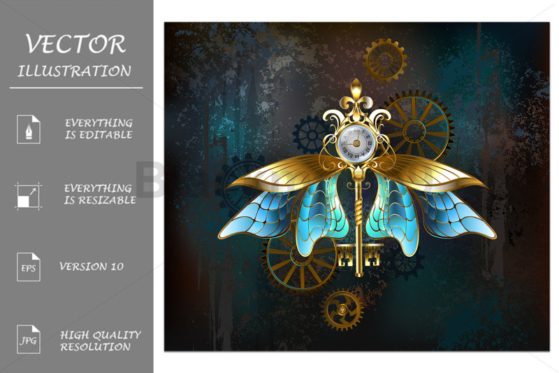 steampunk-key-with-blue-wings