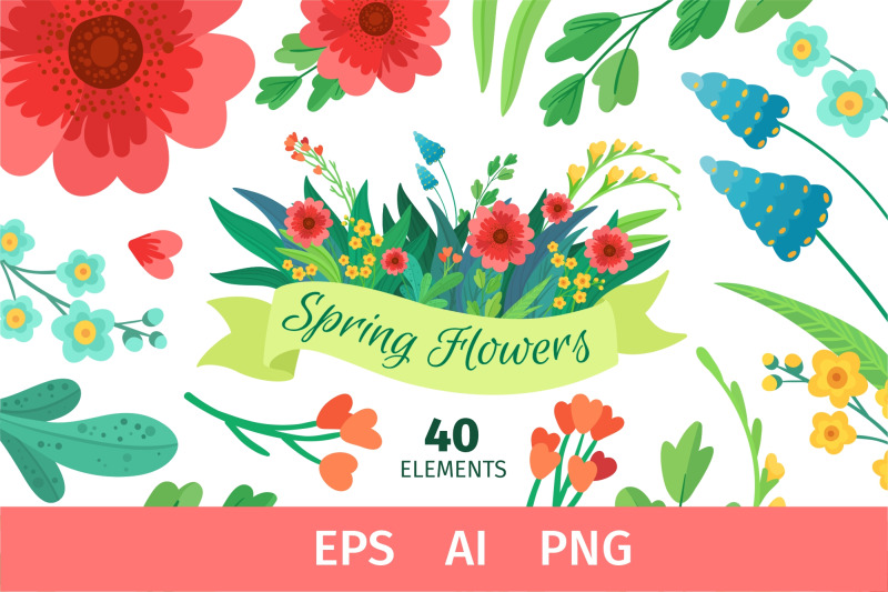 spring-flowers-amp-empty-ribbons-clipart