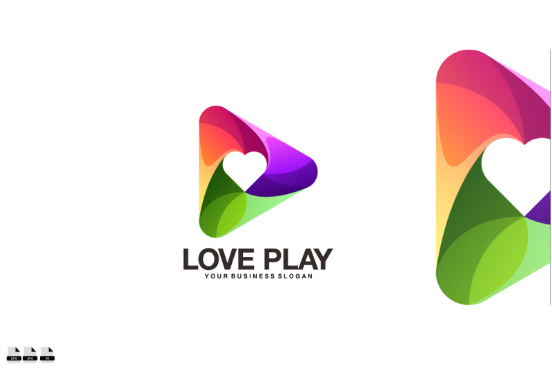 gradient-love-play-vector-logo-design-illustration
