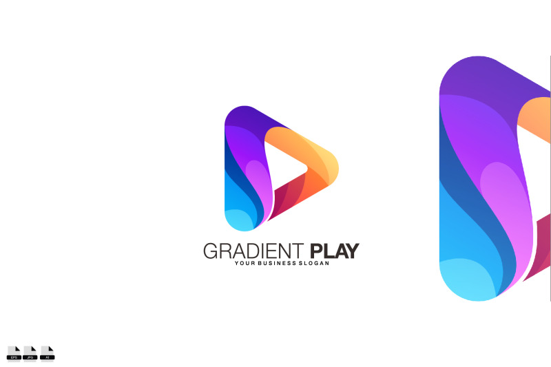 gradient-play-vector-design-logo-template-icon