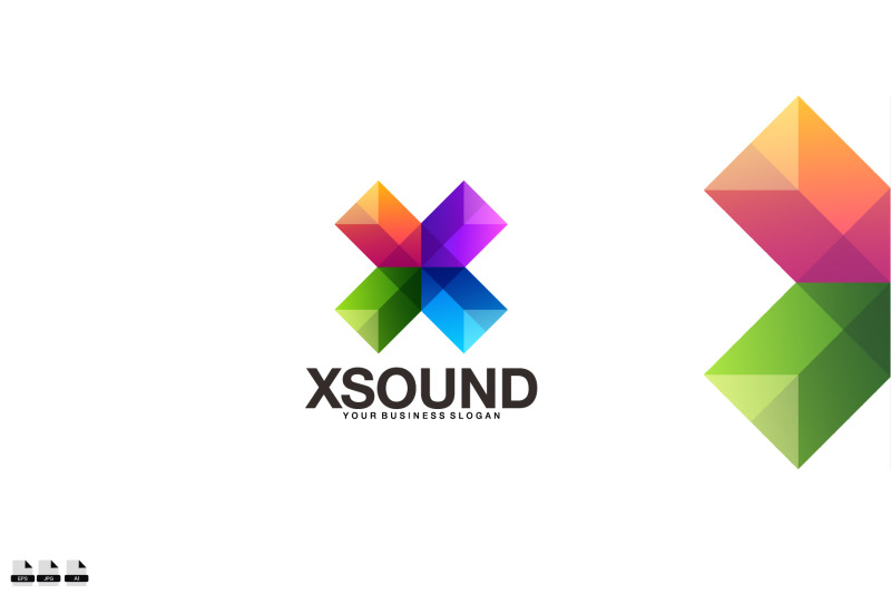 gradient-x-sound-vector-logo-design-illustration