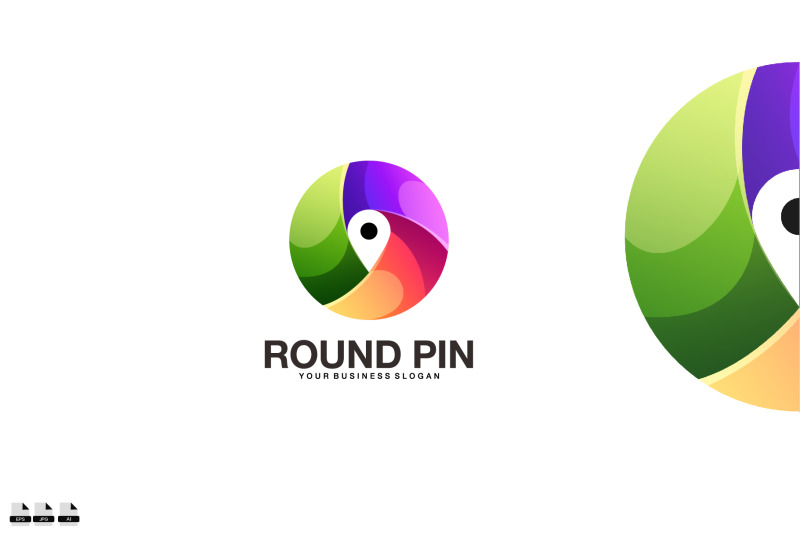 gradient-round-pin-logo-design-vector-template