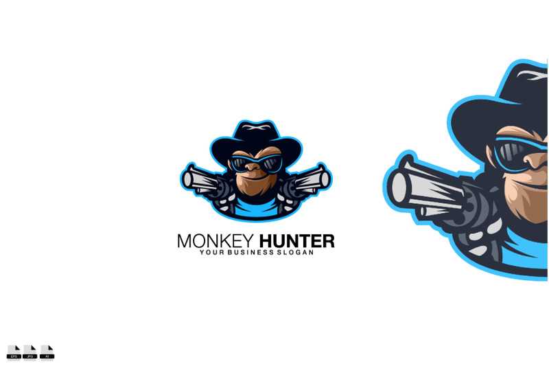 monkey-hunter-vector-logo-design-illustration