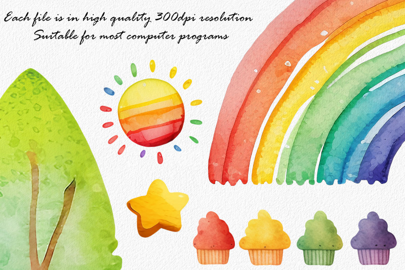 watercolor-rainbow-clip-art-cars-whimsical-rainbow