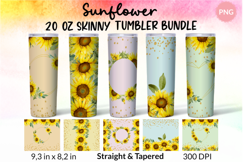 sunflower-tumbler-wrap-floral-sublimation-bundle-20-oz-png