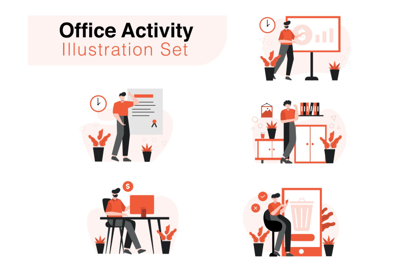 office-activity-illustration-set