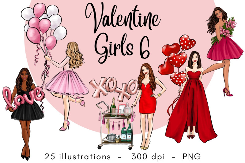 valentine-girls-6-fashion-clipart-set