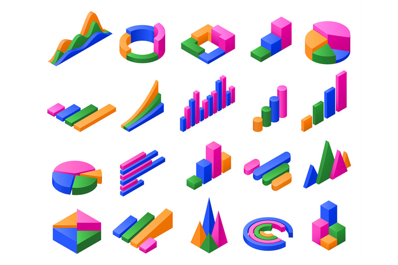 isometric-charts-infographic-3d-diagram-color-chart-graphs-for-busin