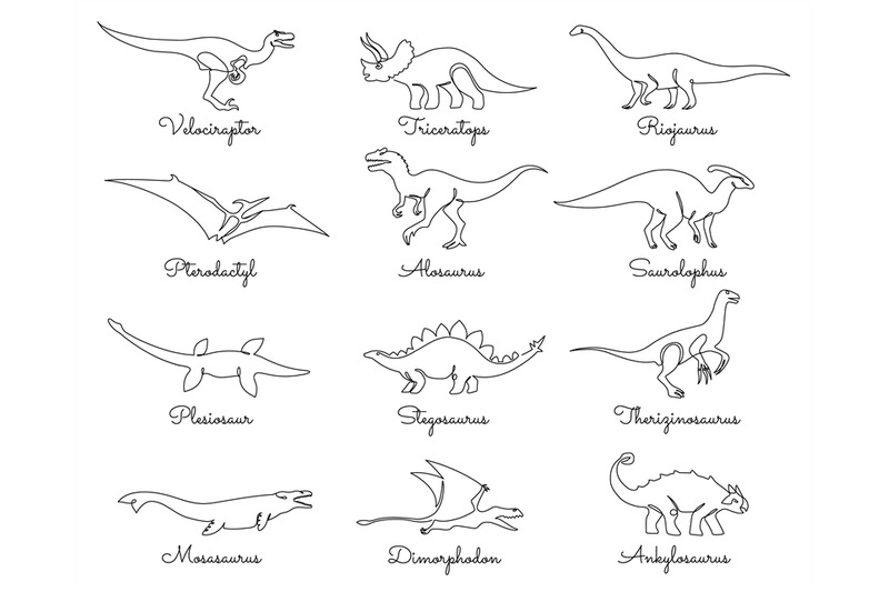 single-line-dinosaurs-jurassic-dino-predators-and-herbivores-prehist