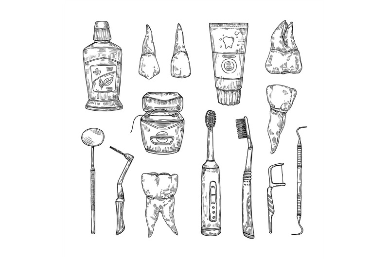 hand-drawn-dental-care-products-toothpaste-toothbrush-and-dental-flo