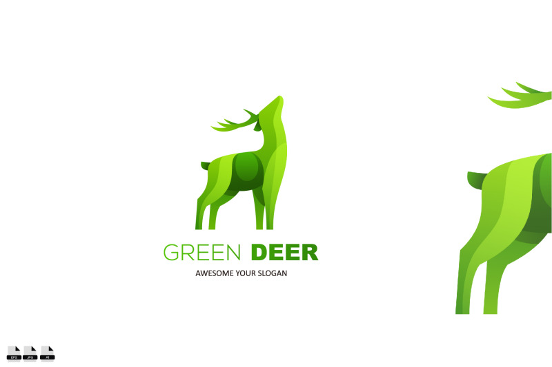 green-deer-gradient-colorful-vector-icon