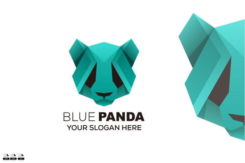 blue-panda-head-gradient-colorful-icon-illustration