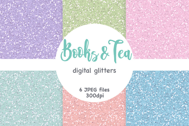 books-tea-digital-pattern-glitter-paper-set