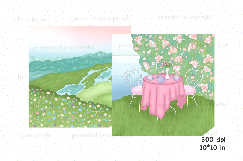 books-and-tea-clipart-summer-mountains-background